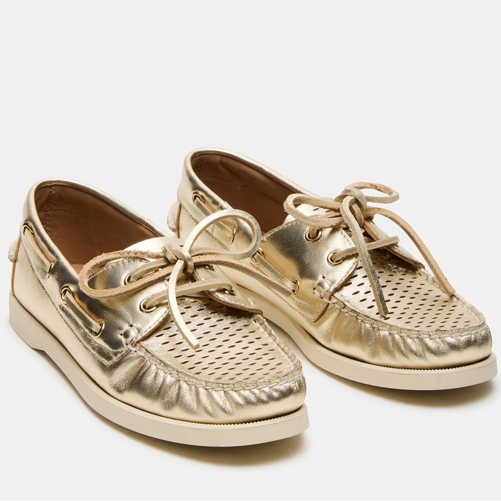 NEW! Steve Madden Sail Gold Leather Loafer (size 6 & 6.5)
